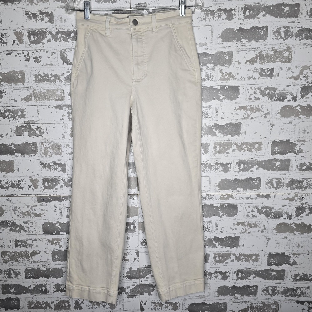Everlane Jeans Womens 4 Regular Beige Cropped Straight Leg Cotton Stretch Preppy